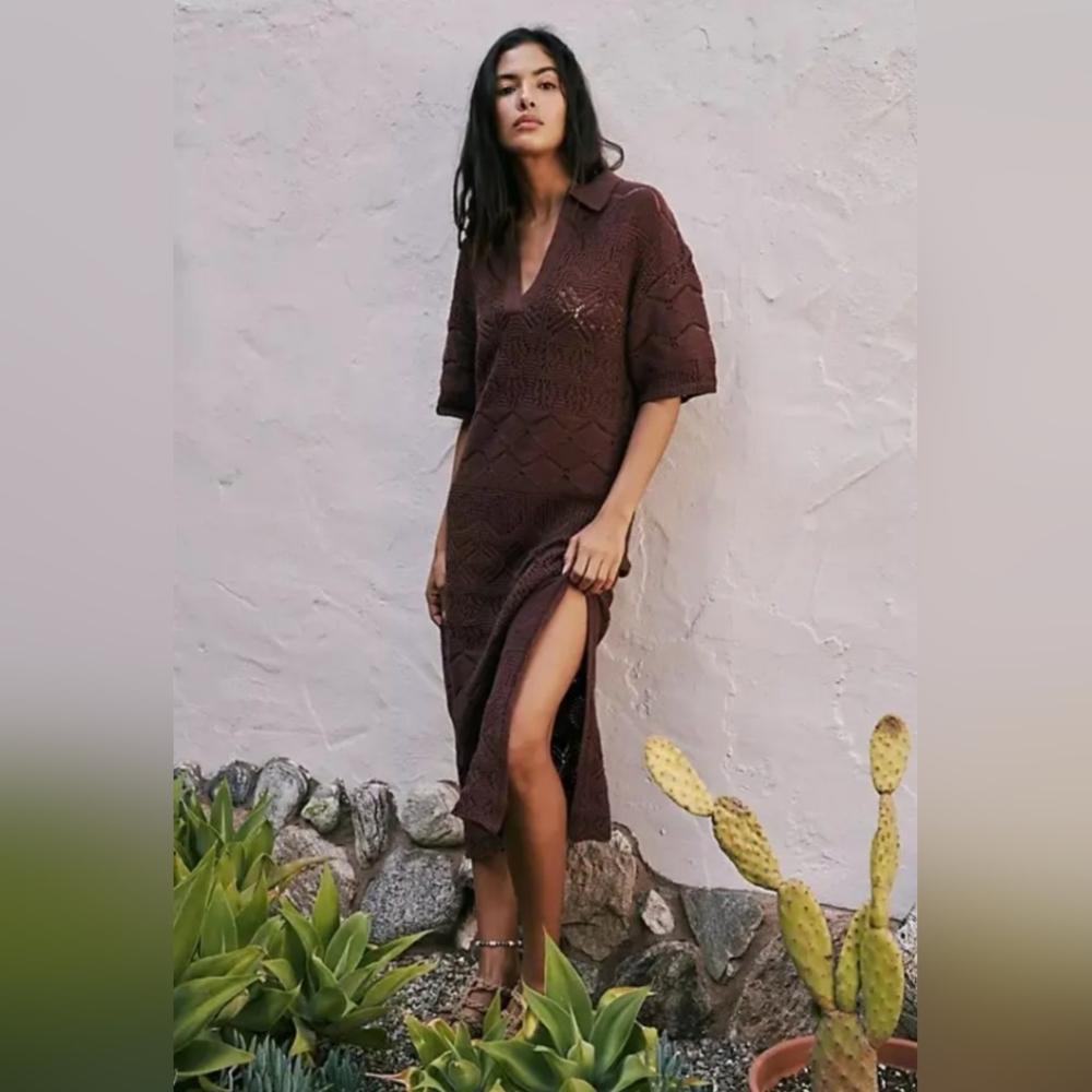 Free People Islamorada Crochet Sweater Dress